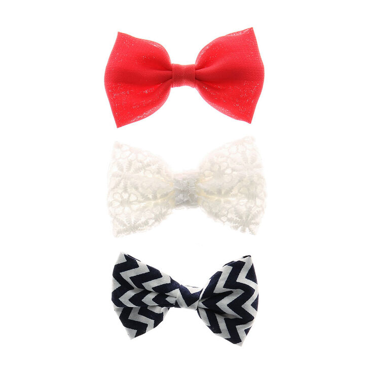 Mixed Print Bow Hair Clips - 3 Pack,