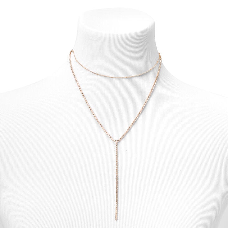 Gold Ball Chain Y-Neck Multi Strand Necklace,