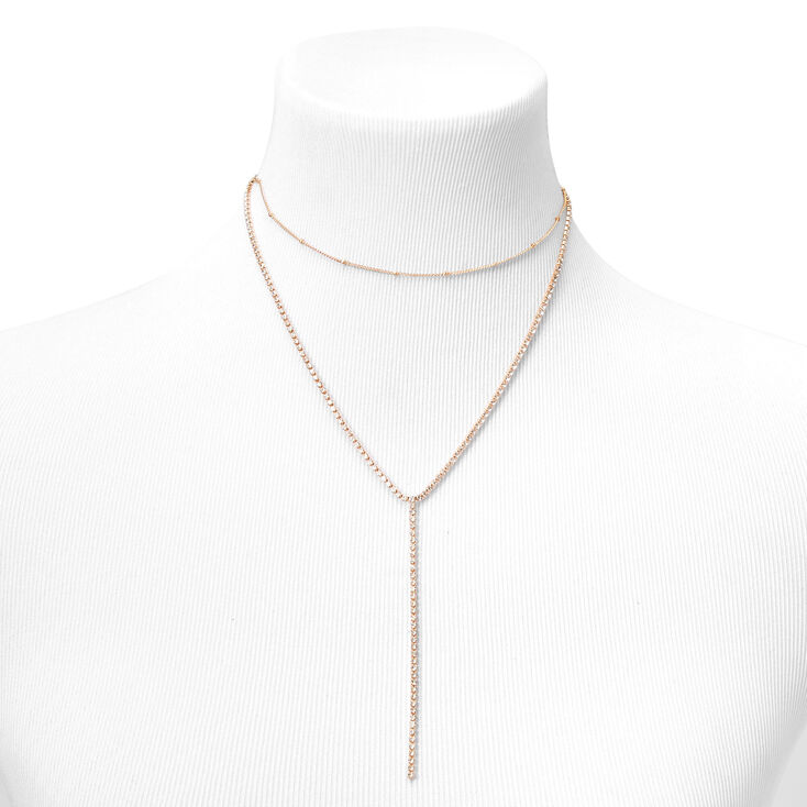 Gold Ball Chain Y-Neck Multi Strand Necklace,