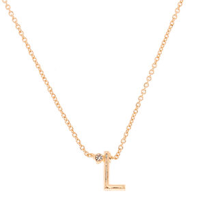 Gold Stone Initial Pendant Necklace - L,