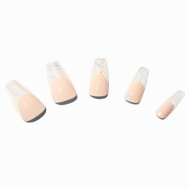 French AB Tip Jelly Squareletto Vegan Faux Nail Set - 24 Pack,