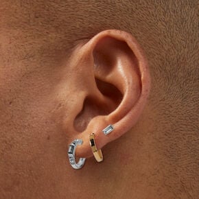 Boucles d&rsquo;oreilles superposables d&eacute;cor&eacute;es en m&eacute;taux mixtes - Lot de 3,