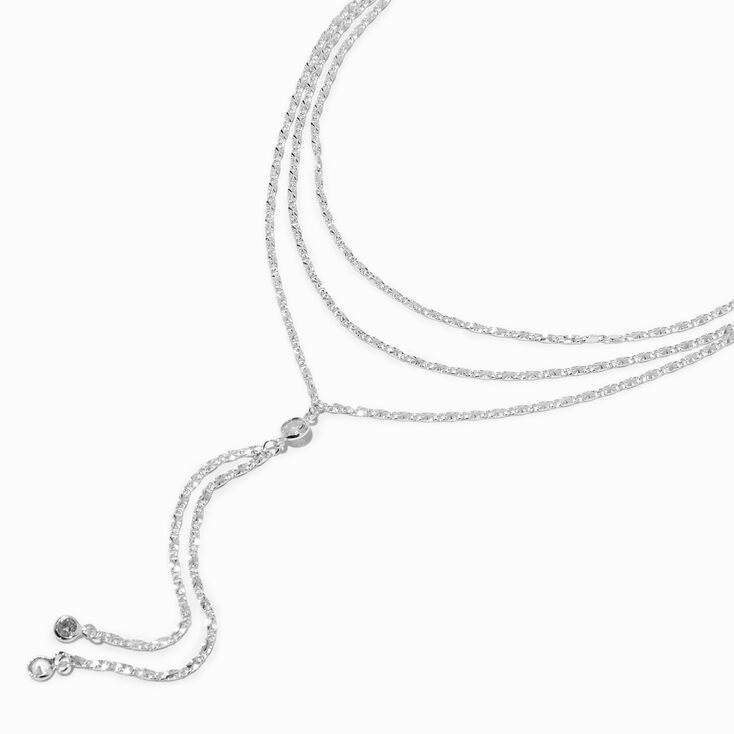 Silver-tone Cubic Zirconia Multi-Strand Y-Neck Necklace,