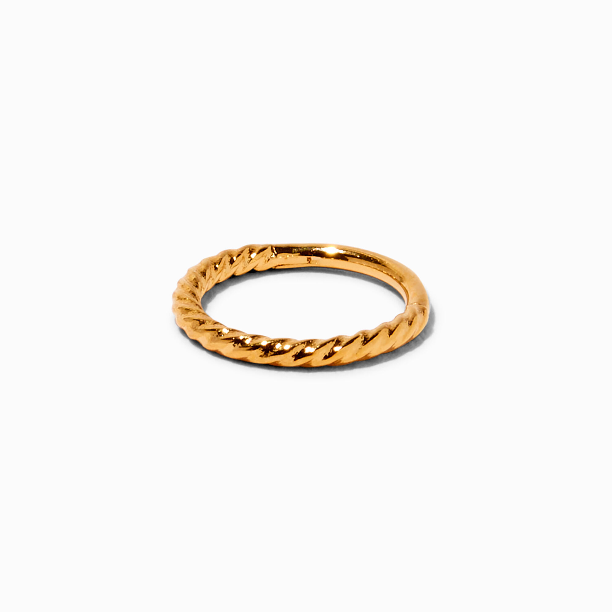 View Claires 18K Plated Titanium Braided 18G Clicker Hoop Nose Ring Gold information