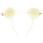 Flower Bear Ears Headband - Ivory White,