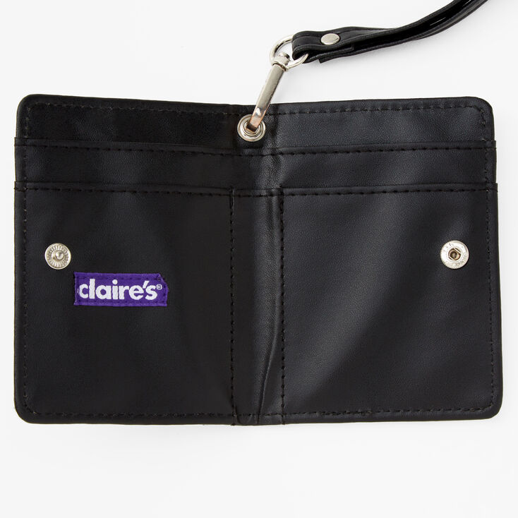 Black &amp; White Marble Wallet with Lanyard,