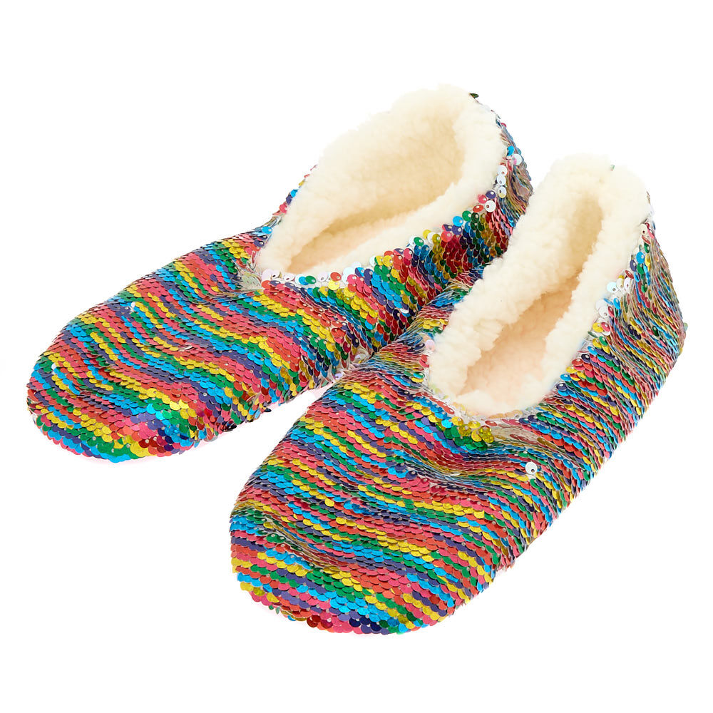 Reversible Sequin Slippers Rainbow Claire s