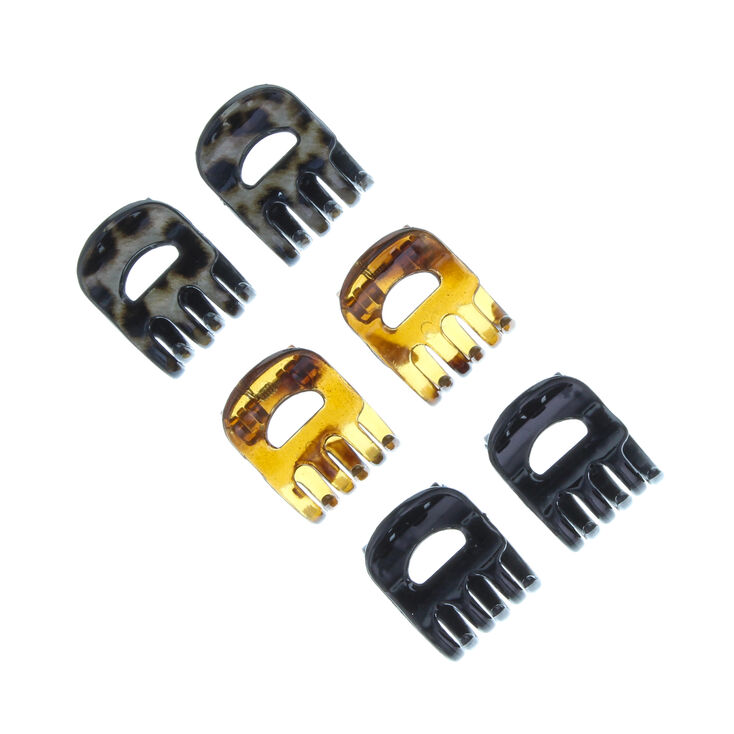 Mixed Tortoise Shell Mini Hair Claws - 6 Pack,