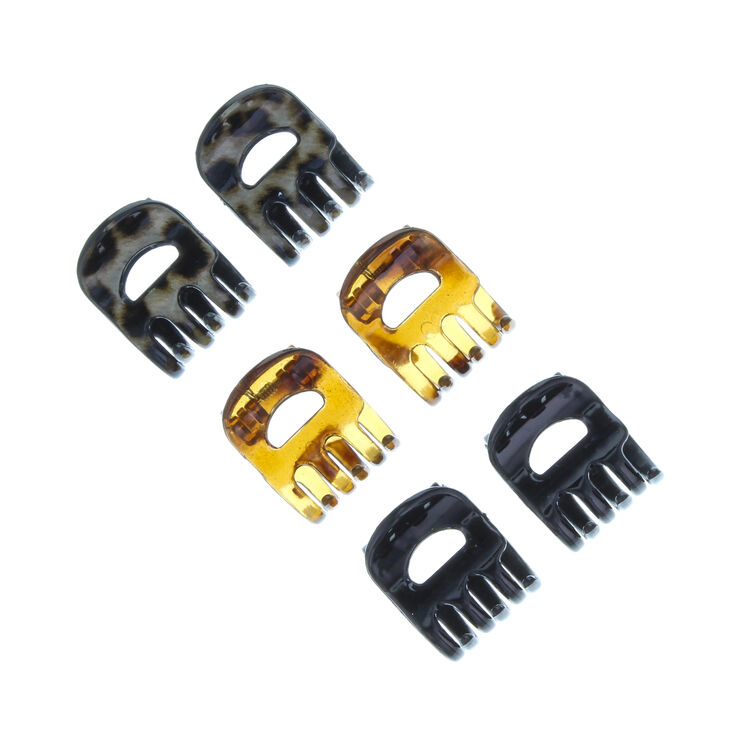 Mixed Tortoise Shell Mini Hair Claws - 6 Pack,