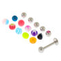 Stainless Steel 16G Labret Lip Stud With Changeable Balls - 16 Pack,