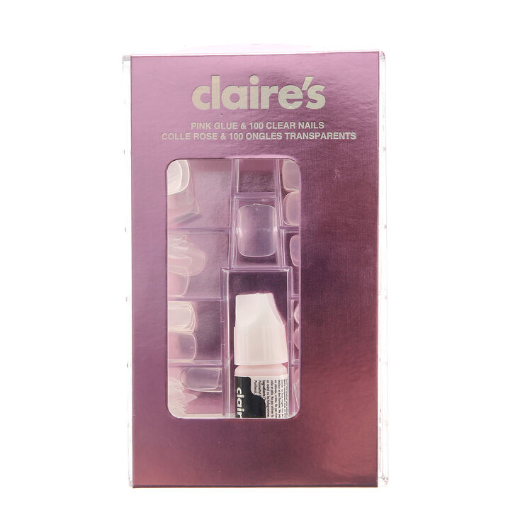 Clear Square Faux Nail Set - 100 Pack,