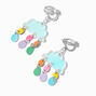 Rainbow Cloud 1&quot; Clip-On Drop Earrings ,