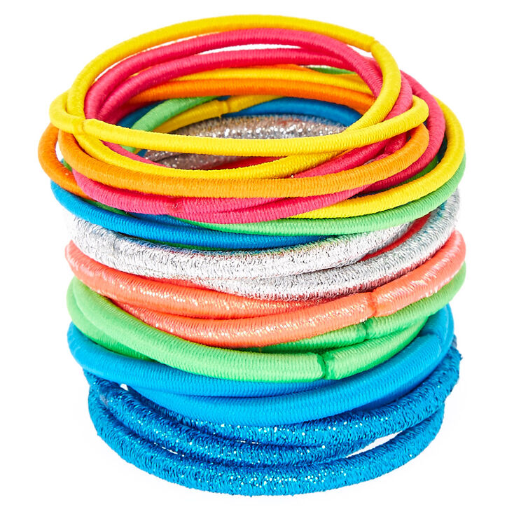 Glitter Rainbow Lurex Hair Ties - 30 Pack,