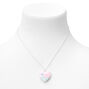 Glitter Ombre Heart Locket Necklace - Silver,