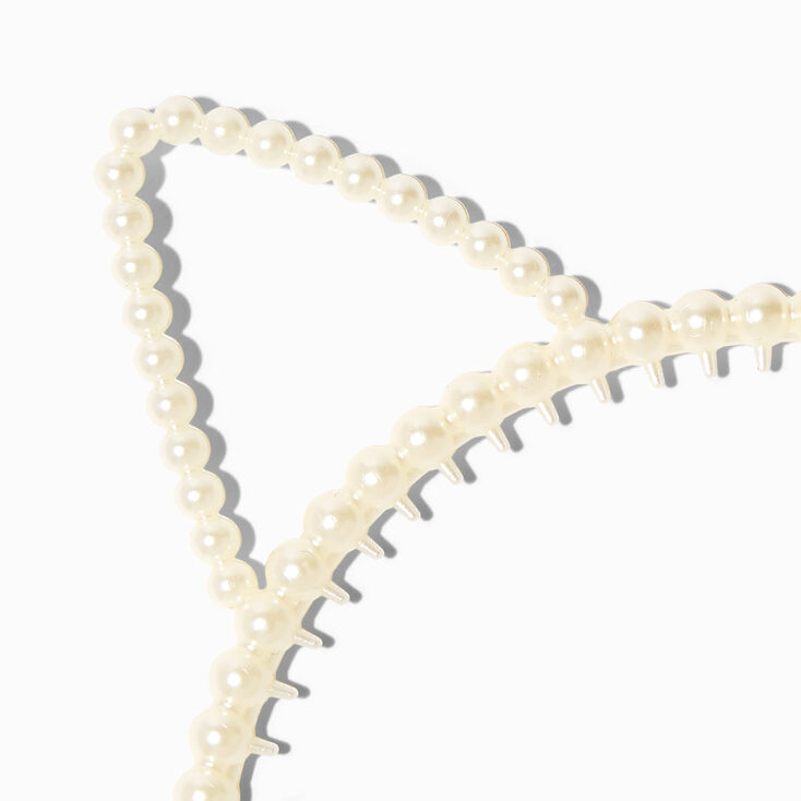 Claire&#39;s Club Ivory Pearl Cat Ears Headband,