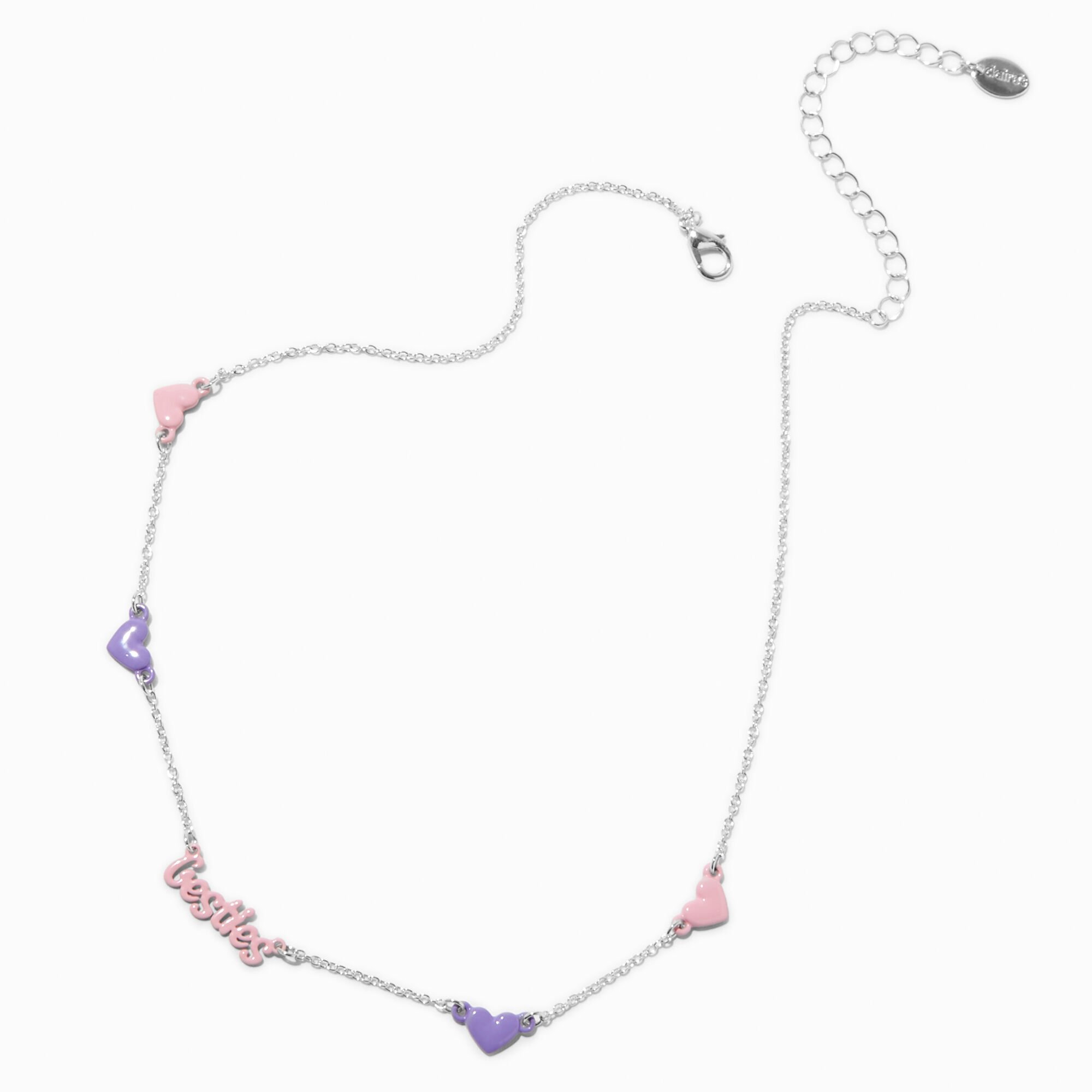 Best Friends Pink & Purple Besties Heart Pendant Necklaces - 2 Pack,