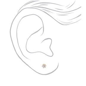 Gold Cubic Zirconia Round Stud Earrings - 2MM,