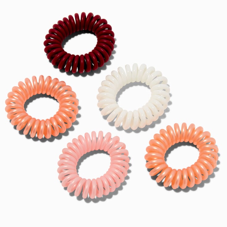Mixed Tan Spiral Hair Ties - 5 Pack ,