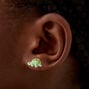 Green Fuzzy Dinosaur Stud Earrings,