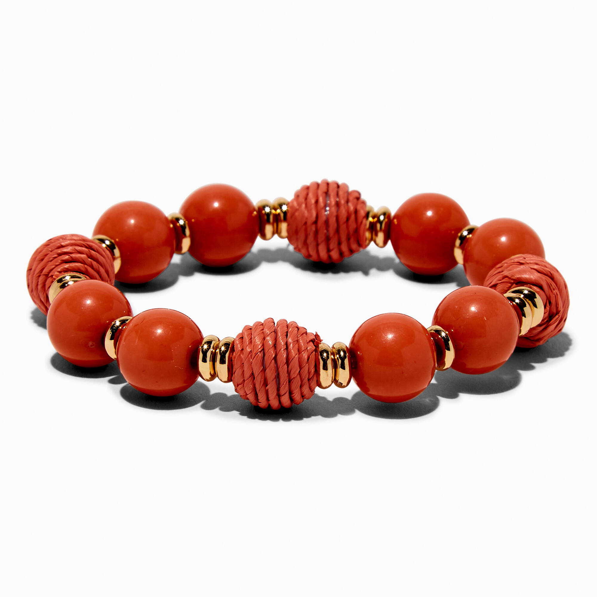 View Claires Threaded Ball GoldTone Stretch Bracelet Orange information