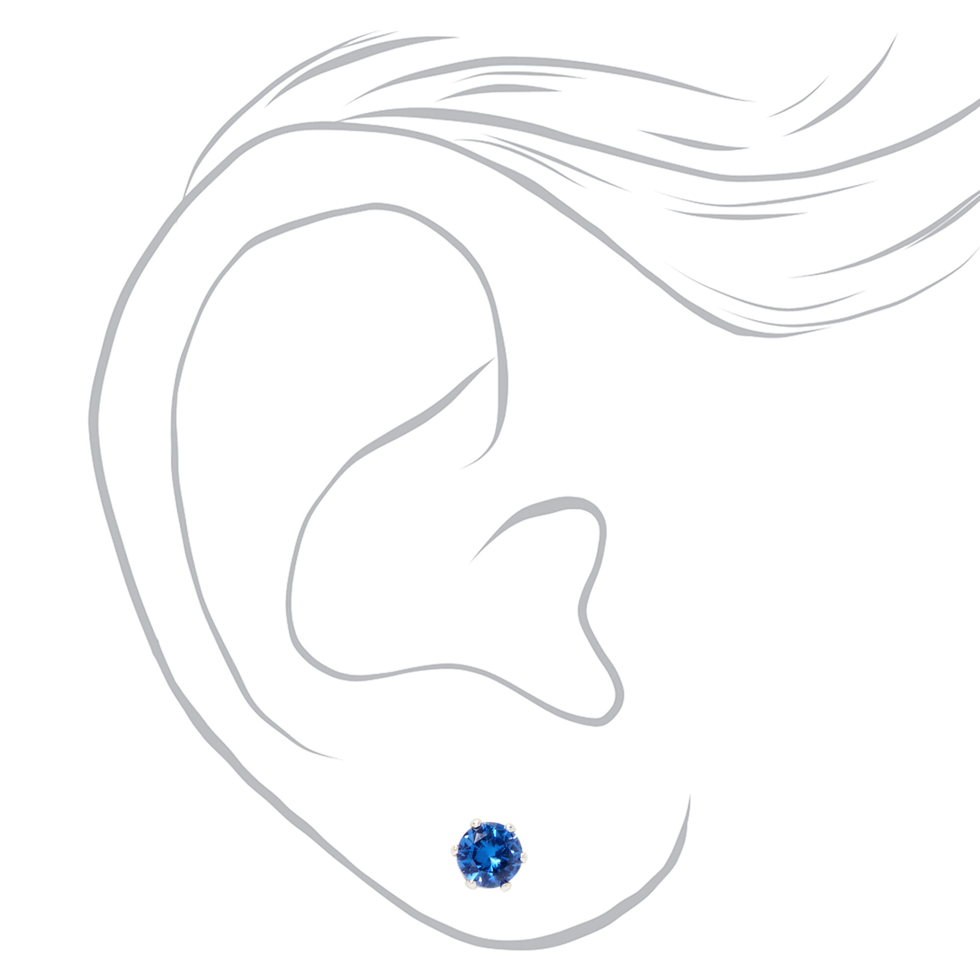 Blue & Pink Cubic Zirconia 5MM Magnetic Stud Earrings - 3 Pack,