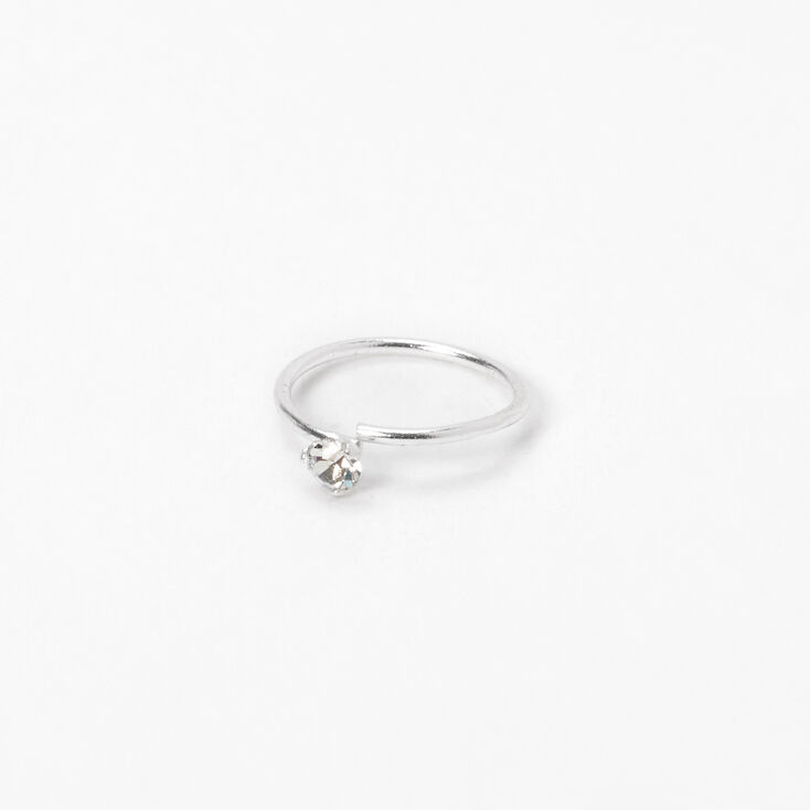 Sterling Silver 22G Stone Open Hoop Nose Ring,
