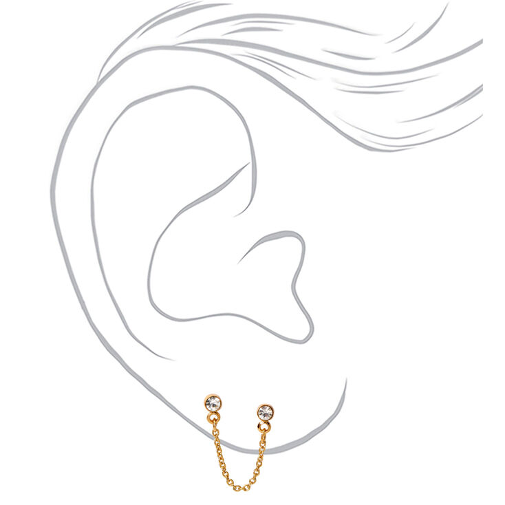 18kt Gold Plated Crystal Connector Stud Earrings,