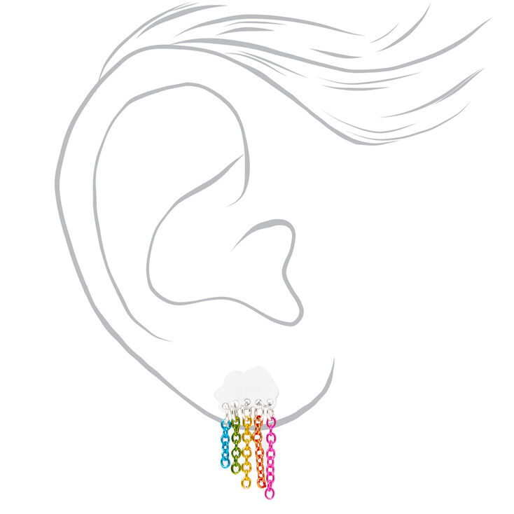 Rainbow Chain Cloud Stud Earrings,