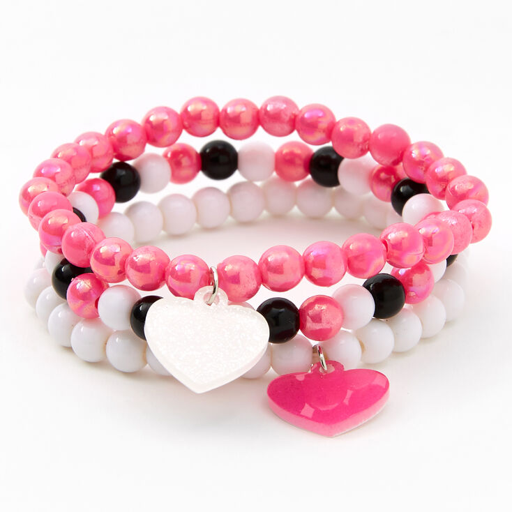 Claire&#39;s Club Heart Beaded Stretch Bracelets - 3 Pack,