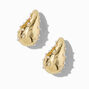 Gold-tone Pearl Dotted Long Bean 1&quot; Drop Earrings,