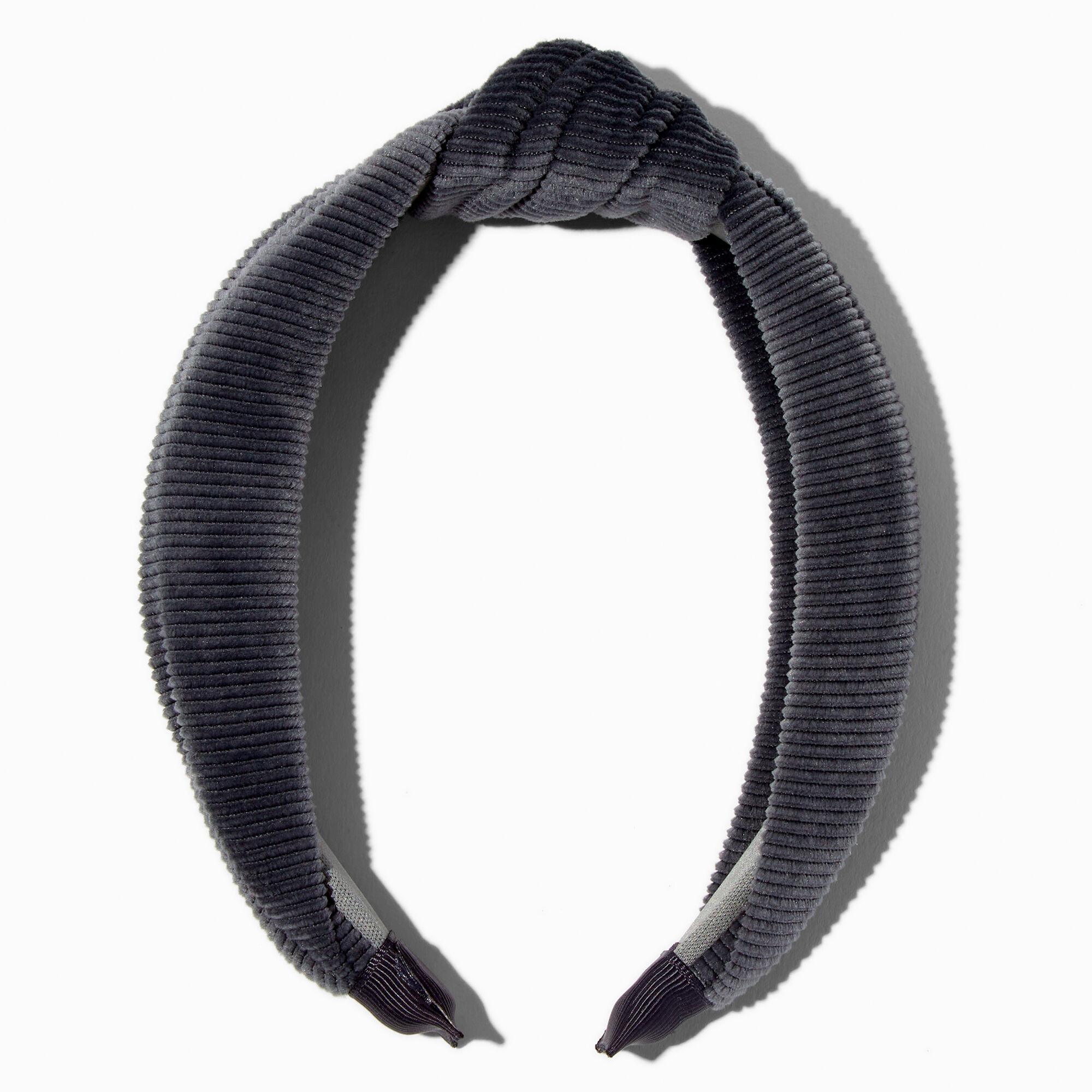 View Claires Knotted Ribbed Knit Headband Dark Grey information