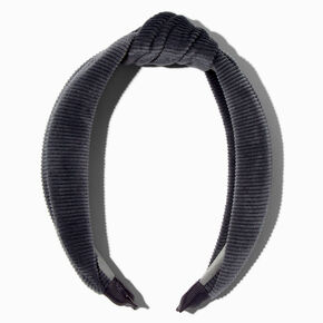 Dark Gray Knotted Corduroy Headband,