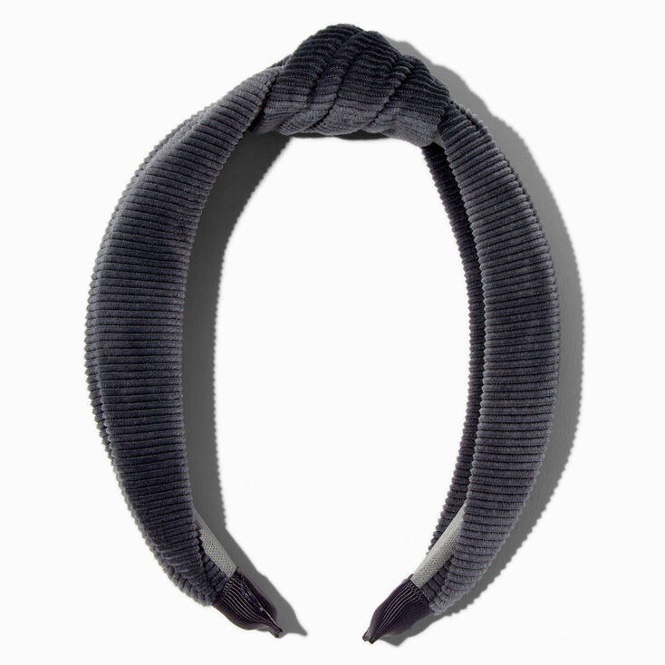 Knotted Ribbed Knit Headband - Dark Grey,