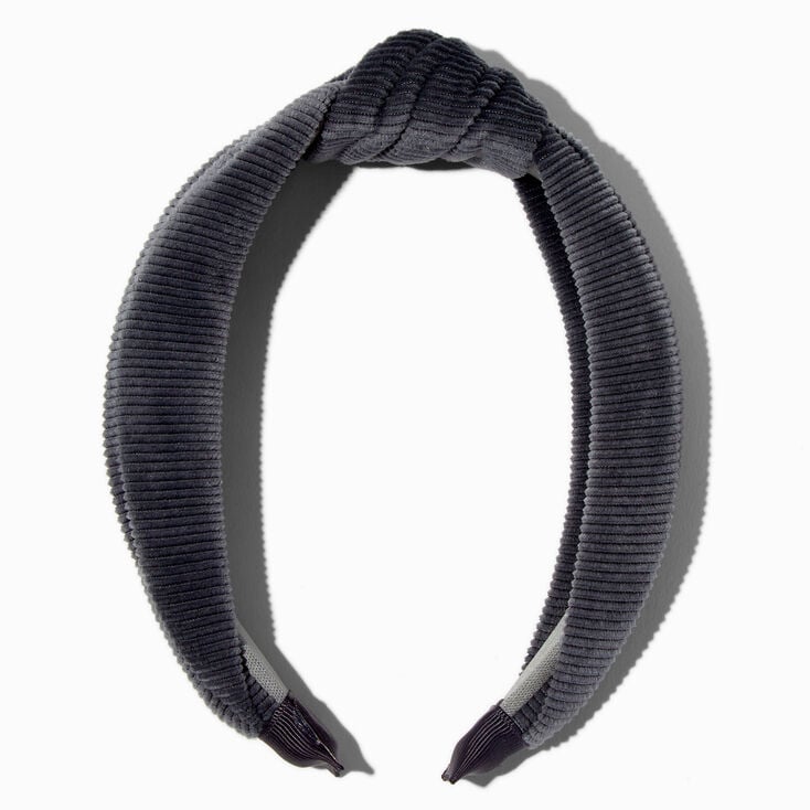 Knotted Ribbed Knit Headband - Dark Gray,