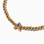 Bracelet &eacute;lastique &agrave; initiale pav&eacute; perl&eacute; couleur dor&eacute;e - A,