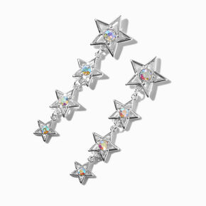 Iridescent AB Star Silver-tone Drop Earrings,