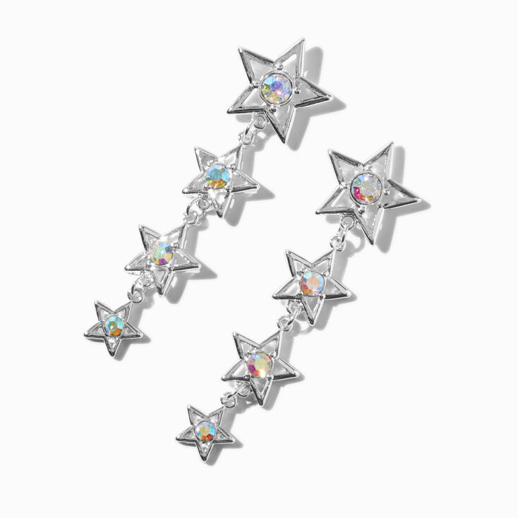 Iridescent AB Star Silver-tone Drop Earrings,
