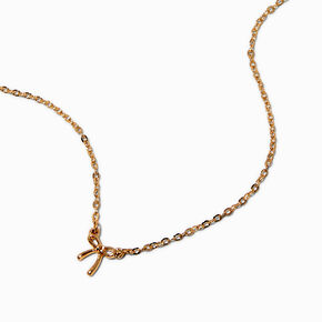 Gold-tone Micro Bow Pendant Necklace,