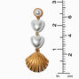 Heart Pearl &amp; Gold-tone Seashell 3&quot; Drop Earrings ,