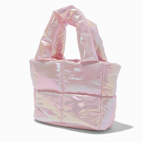 Metallic Pink Puffy Tote Bag,