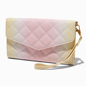 Pastel Yellow &amp; Pink Ombr&eacute; Crossbody Wristlet Wallet,