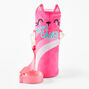 Glitter Cat Water Bottle and Holder - Pink,