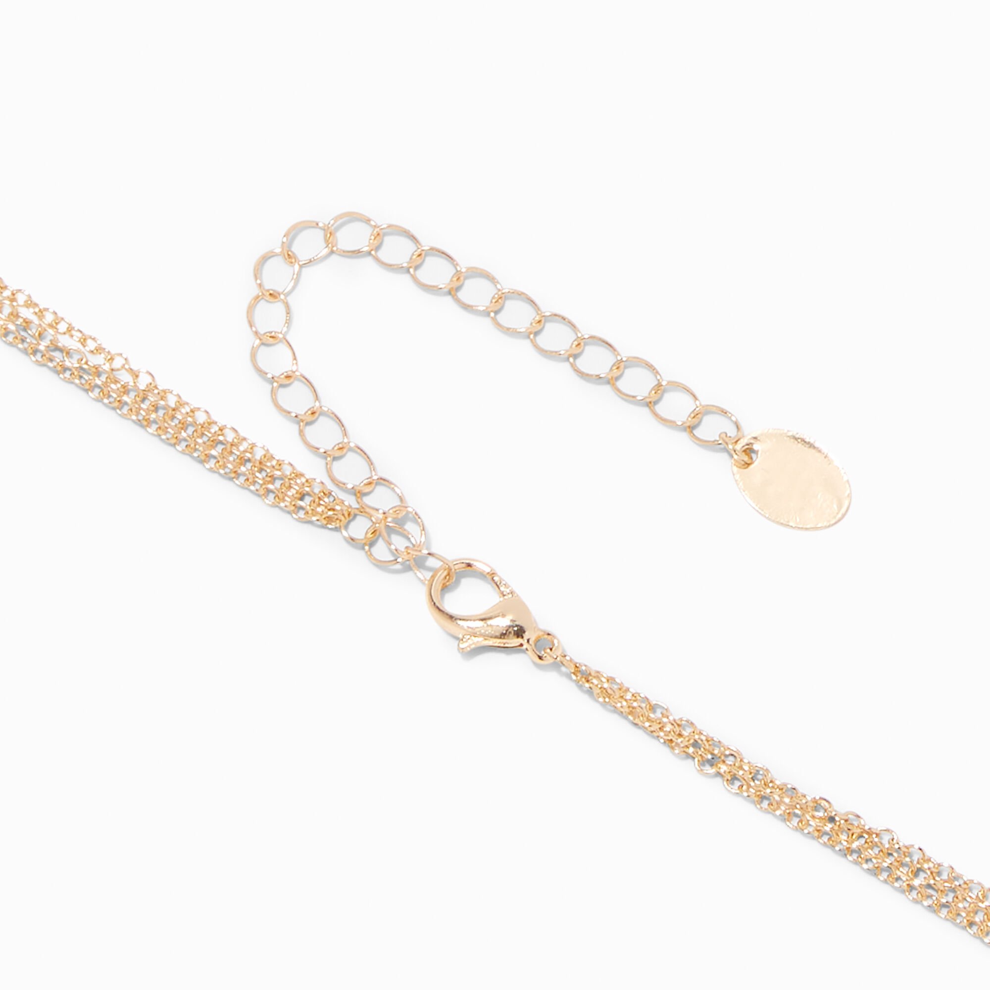 Gold-tone Cubic Zirconia Confetti Multi-Strand Necklace ,