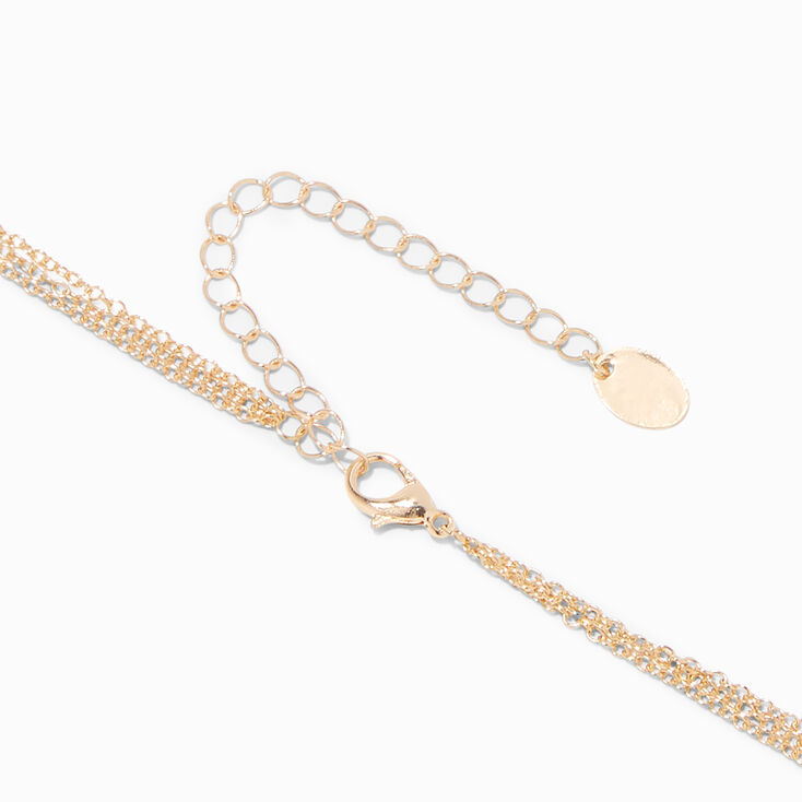 Gold-tone Cubic Zirconia Confetti Multi-Strand Necklace ,