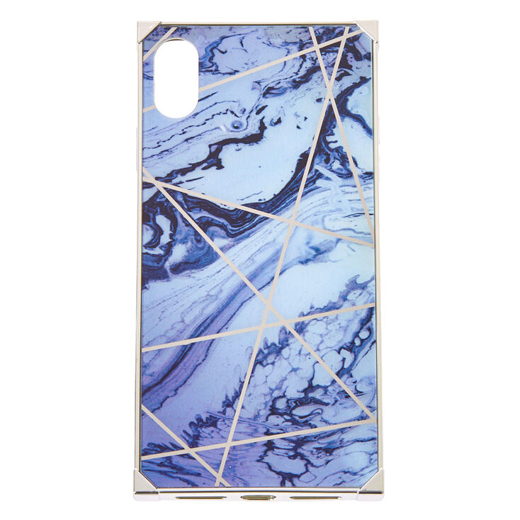 Silver Marble Square Phone Case - Fits iPhone XS Max,