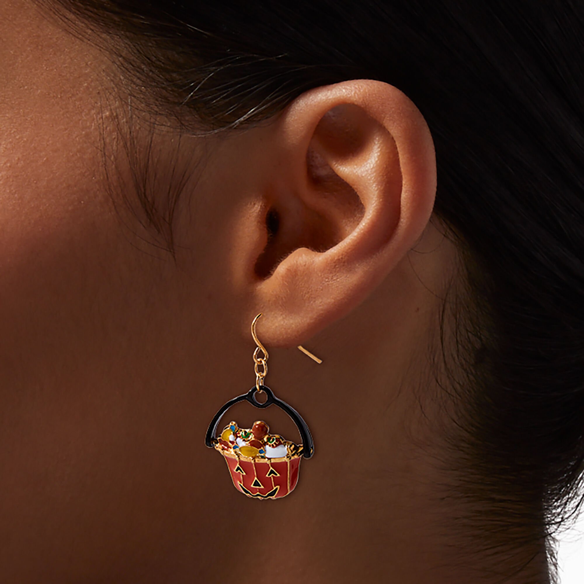 Halloween Trick-or-Treat Basket Drop Earrings,
