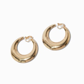 Gold-tone Chunky 40mm Clip-On Hoop Earrings,