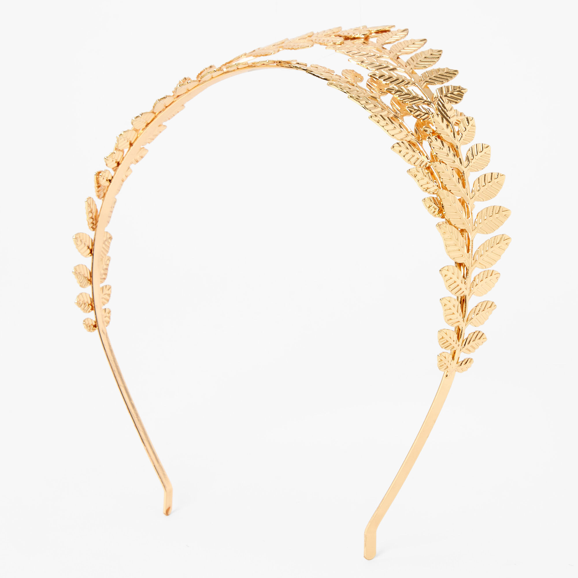 View Claires Leaf Double Row Headband Gold information