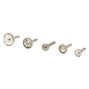 Silver-tone 16G Multi Top Crystal Labret Flat Back Studs - 5 Pack,