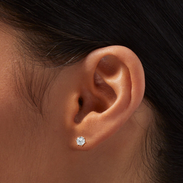 C LUXE by Claire&#39;s 18k Rose Gold Plated Cubic Zirconia 3MM &amp; 5MM Stud Earrings - 2 Pack,